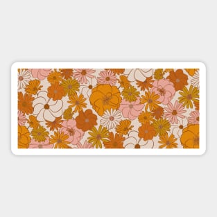 Retro Florals in Orange, Brown & Pink Sticker